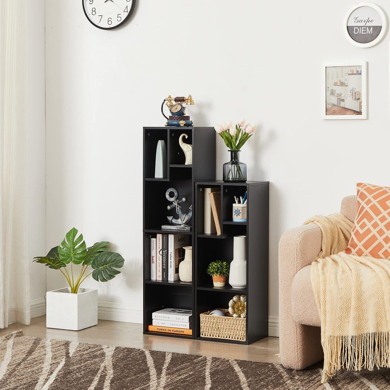 VECELO 3-Tier Small Bookcase, 4 Cube Bookshelf, Fits Tallest Hardwares, Modern Floor Standing Unit, Shelf Hold Up to 66 LBS for Living Room Bedroom, Vintage Black - Image 3