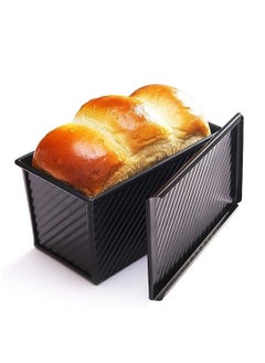 Pullman Loaf Pan with Lid, 1 lb Dough Capacity Non-Stick Bread Pan Carbon Steel Bakeware Toast Mold with Cover for Baking Bread - Black