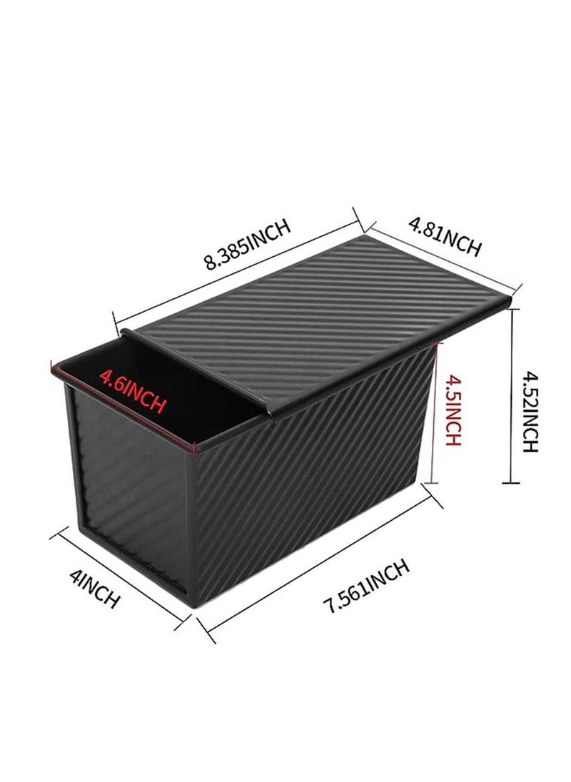 Generic - Pullman Loaf Pan with Lid, 1 lb Dough Capacity Non-Stick Bread Pan Carbon Steel Bakeware Toast Mold with Cover for Baking Bread - Black - Image 1