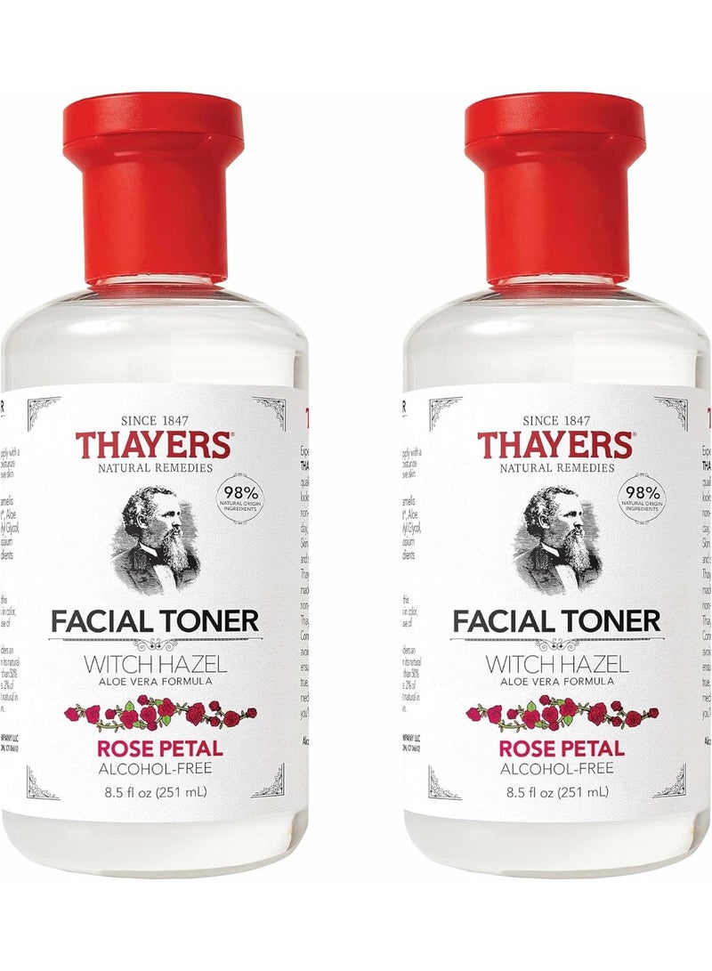 ثايرس تونر الوجه من ثايرز، خالٍ من الكحول، مرطب بخلاصة بتلات الورد والبندق الساحر مع تركيبة الصبار، نباتي، تم اختباره وتوصيته من قبل أطباء الجلدية، 8.5 أونصة (عبوة من قطعتين) - Image 1