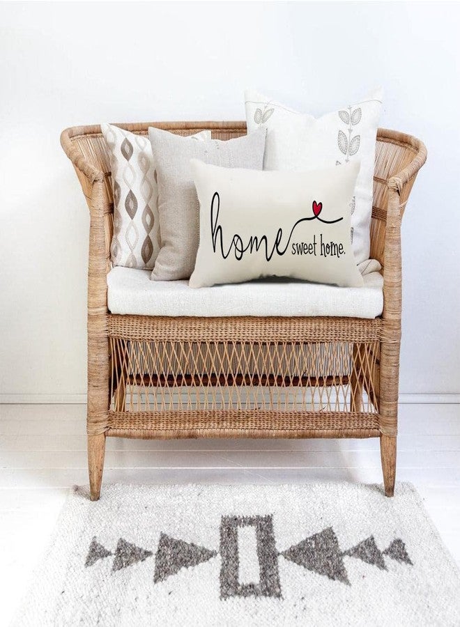 RABUSOFA Home Sweet Home Quotes Lumbar Throw Pillow Covers, 12x20 Inch Farmhouse Red Heart Decorative Cushion Case for Sofa Couch Single No Insert - Image 4