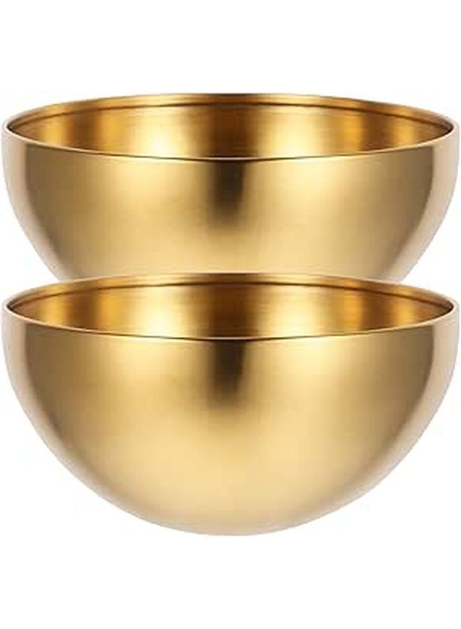 2Pcs Gold Stainless Steel Salad Bowls Snack Containers For Kitchen Dining - Image 1
