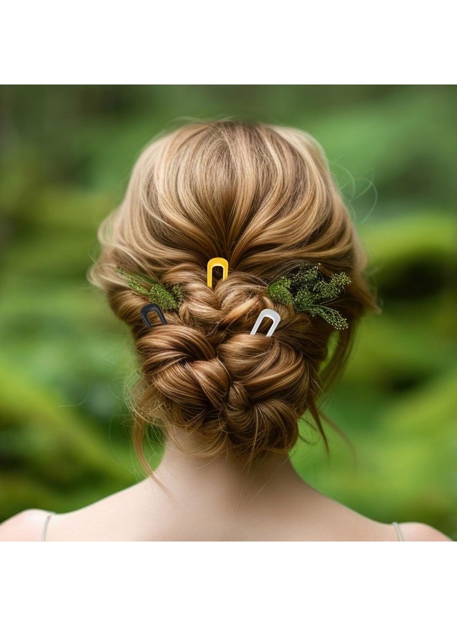 WILLBOND WILLBOND 6 Pieces Hair Pins Simple Metal U Shaped French Gold Hair Fork Sticks 2 Prong Updo Chignon Pins for Women Lady Buns Accessories(Gold, Silver, Black)  - Image 4