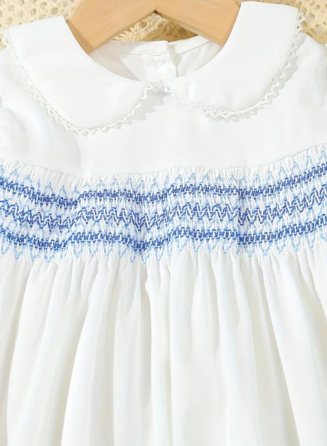 تايك تو Take Two Girls White Smocked Dress with Peter Pan Collar