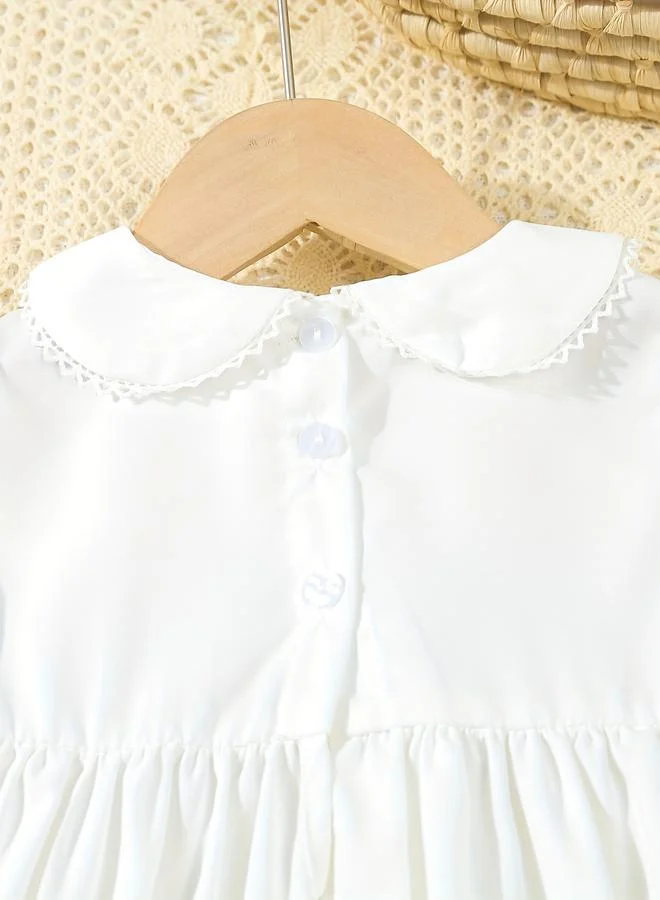 تايك تو Take Two Girls White Smocked Dress with Peter Pan Collar