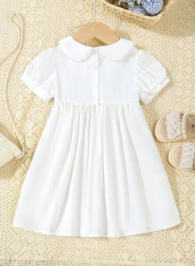 تايك تو Take Two Girls White Smocked Dress with Peter Pan Collar