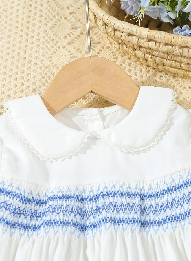 تايك تو Take Two Girls White Smocked Dress with Peter Pan Collar