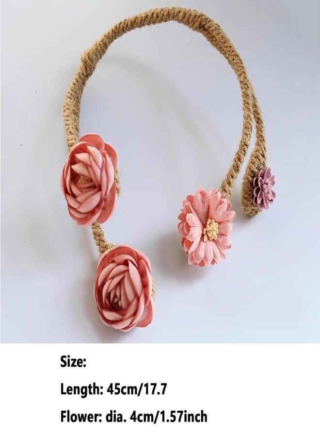 Primst 2 Pieces Flexible Curtain Tiebacks Clips Twist Bough Flower Curtain Tie Backs for Home, Bedroom and Living Room, Decorative Curtain Holders for Drapes Drapery Window (Pink) - Image 4
