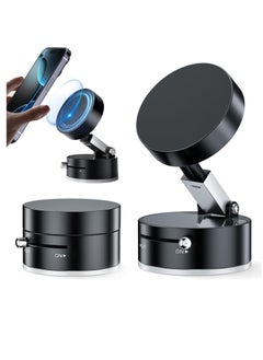Zefzon Foldable Vacuum Suction Magnetic Car Phone Holder,360° Rotatable and Adjustable Suction Phone Mount, Strong Suction Cup Magnetic Mobile Holder for all phones /Mirror/Gym  - Image 1