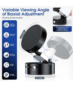 Zefzon Foldable Vacuum Suction Magnetic Car Phone Holder,360° Rotatable and Adjustable Suction Phone Mount, Strong Suction Cup Magnetic Mobile Holder for all phones /Mirror/Gym  - Image 2