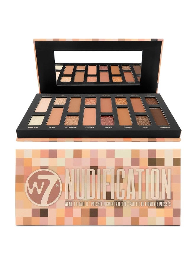 W7 Cosmetics W7 Nudification Pressed Pigment Palette - 16 High Impact Nude Colors - Flawless Long-Lasting Glam Makeup  - Image 1