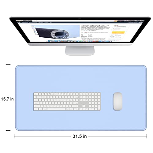 Dapesuom Large Gaming Mouse Pad, Extended Mouse Mat with Stitched Edges, Full Size Keyboard Pad with Non-Slip Base, Big XXL Computer Desk Mats for Gamer, Laptop, Office, 31.5 x 15.7in, Sky Blue - Image 2