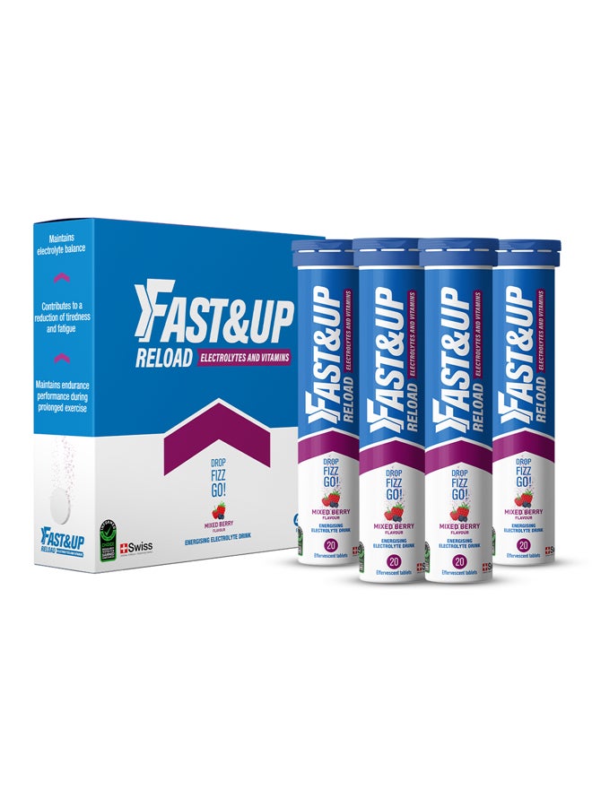 FAST&UP Reload - Electrolyte Hydration Drink - 80 Effervescent Tablets, Mixed Berry Flavour - Image 1