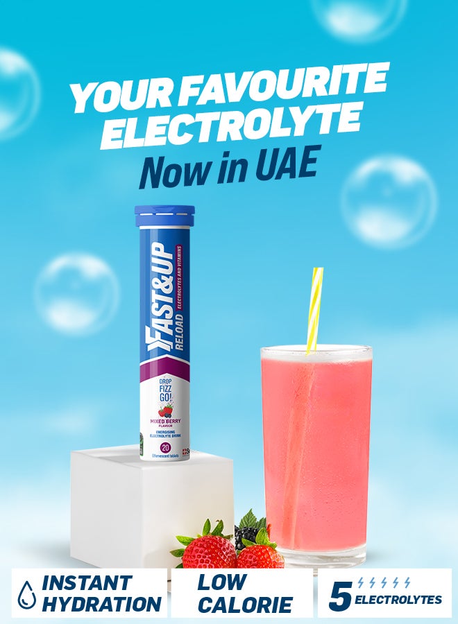 FAST&UP Reload - Electrolyte Hydration Drink - 80 Effervescent Tablets, Mixed Berry Flavour - Image 3