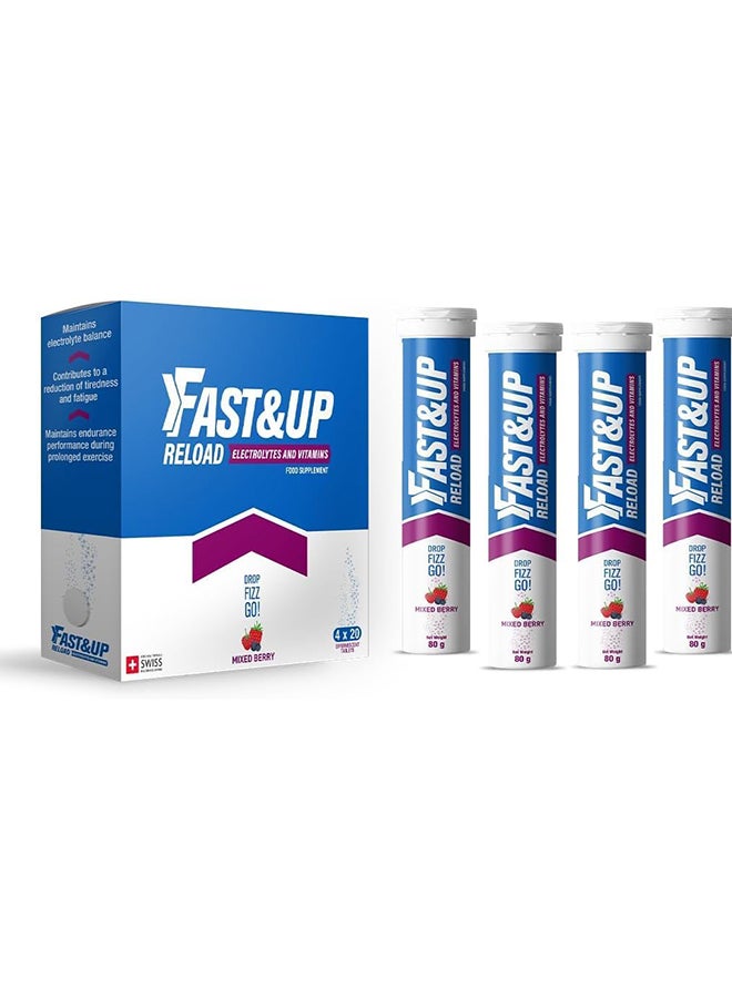 FAST&UP Reload - Electrolyte Hydration Drink - 80 Effervescent Tablets, Mixed Berry Flavour - Image 1
