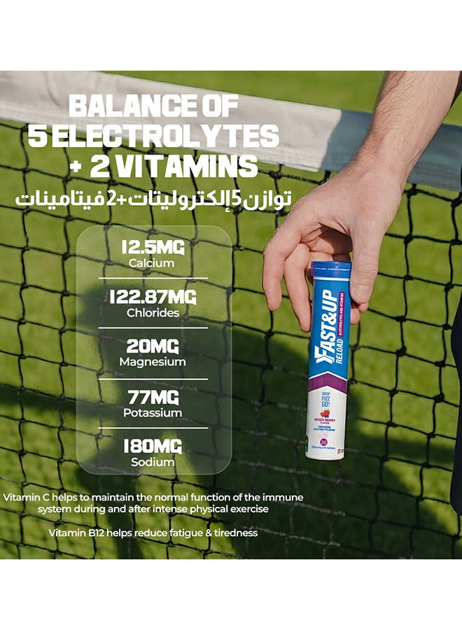 FAST&UP Reload - Electrolyte Hydration Drink - 80 Effervescent Tablets, Mixed Berry Flavour - Image 3