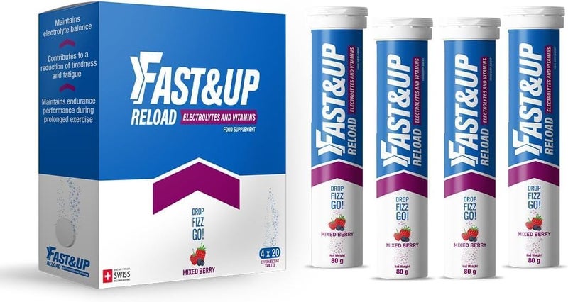 FAST&UP ريلود - مشروب ترطيب إلكتروليت - 80 قرص فوار، بنكهة التوت المختلط - Image 1