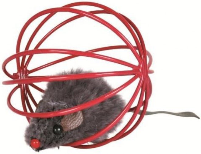 Plush mice in a wire ball 6 cm