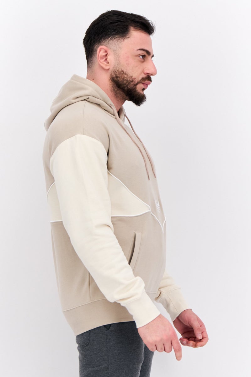 adidas Originals Men Sportswear Fit Embroidered Logo Long Sleeves Outdoor Sweatshirt, Tan - Image 3