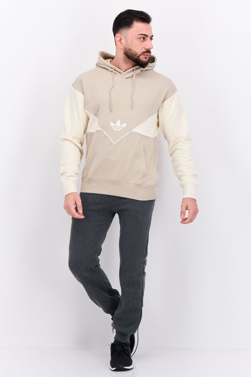 adidas Originals Men Sportswear Fit Embroidered Logo Long Sleeves Outdoor Sweatshirt, Tan - Image 2