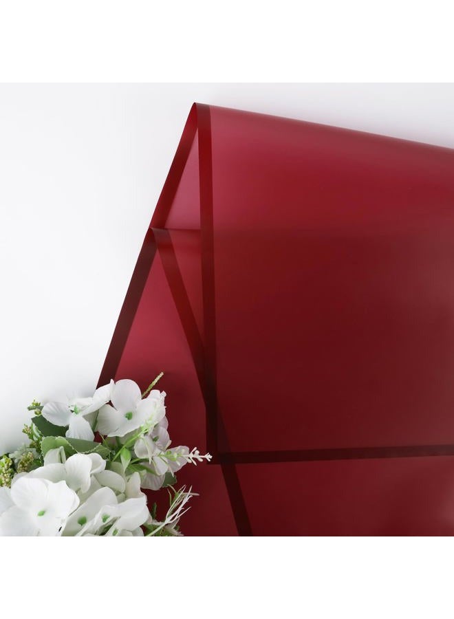FUHITIM 20 Sheets Flower Wrapping Paper - Waterproof Floral Gift Packaging Paper for DIY Crafts，Florist Supplies Packaging Paper for Wedding Birthday Gift (Transparent Wine Red) - Image 4