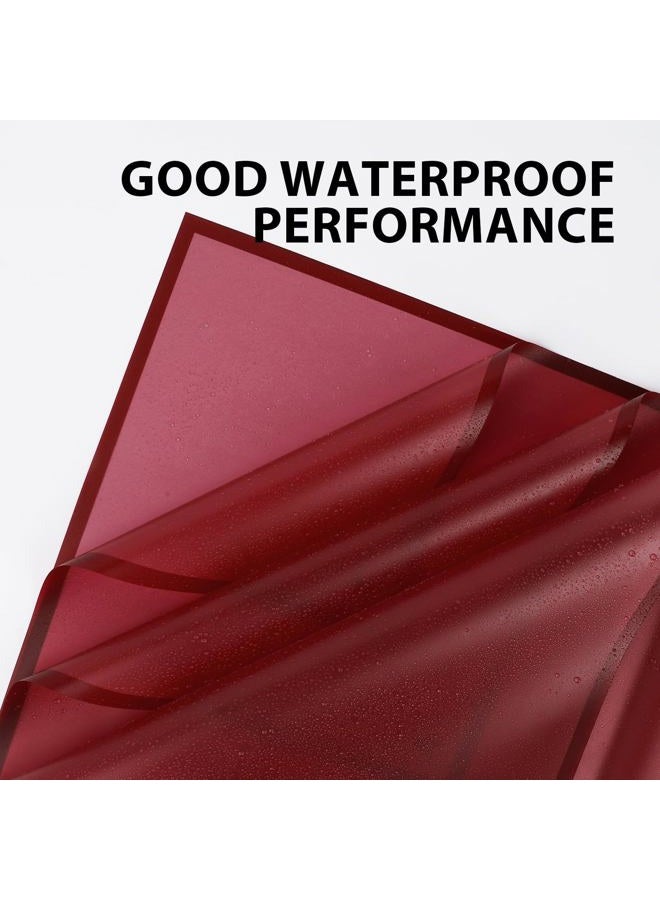 FUHITIM 20 Sheets Flower Wrapping Paper - Waterproof Floral Gift Packaging Paper for DIY Crafts，Florist Supplies Packaging Paper for Wedding Birthday Gift (Transparent Wine Red) - Image 3