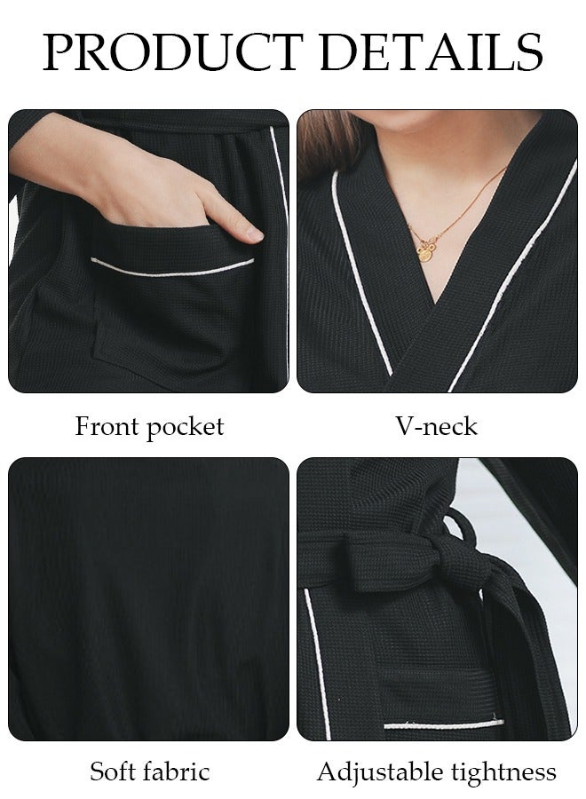 DUNISO Women's Waffle Kimono Bathrobe Short Sleeve Sleepwear Spa Robe Nightwear Nightgown Women Water Bathrobe Bridesmaid Robes Dressing Gown Autumn Robe - Image 3