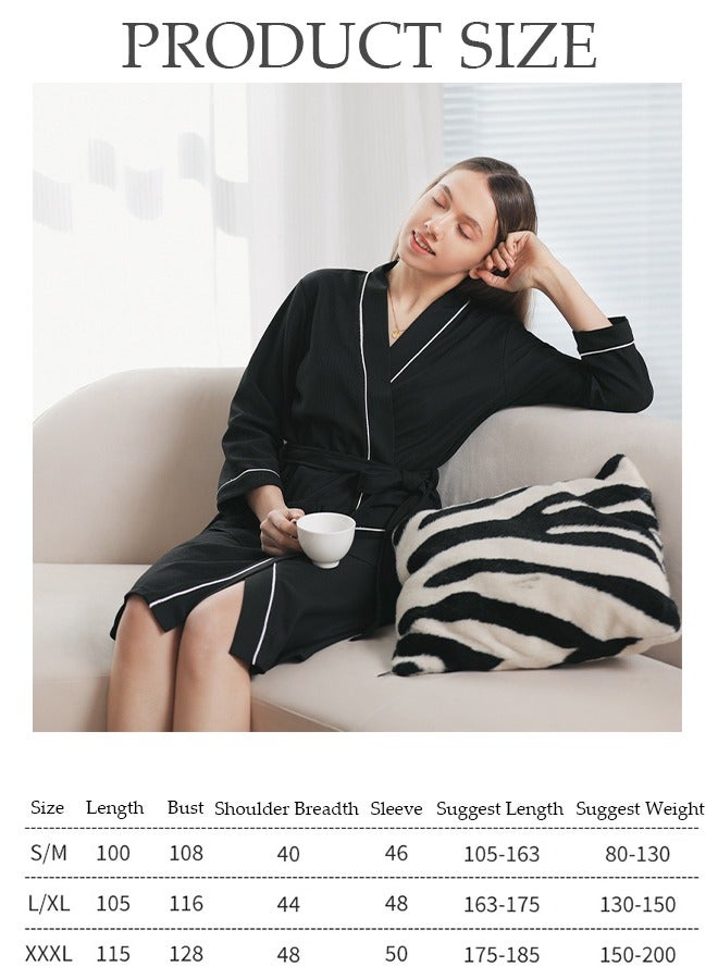 DUNISO Women's Waffle Kimono Bathrobe Short Sleeve Sleepwear Spa Robe Nightwear Nightgown Women Water Bathrobe Bridesmaid Robes Dressing Gown Autumn Robe - Image 4