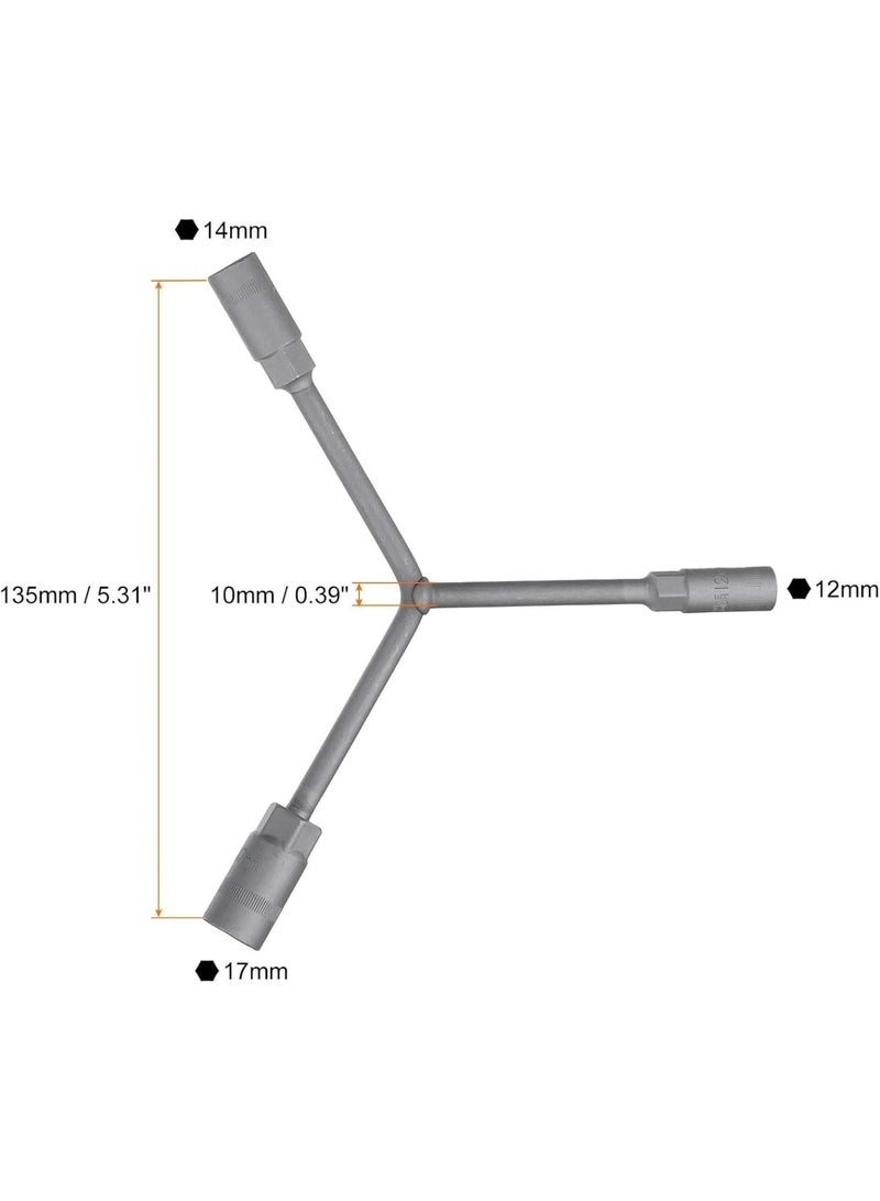 GGOOT Y-Shaped 3 Way Socket Wrench 12mm 14mm 17mm Long Arm Y-Type 6-Point Hexagon Spanner Hex Wrench Torque Spanner Socket for Car Motorcycle Repair Hardware Tools, Grey - Image 2