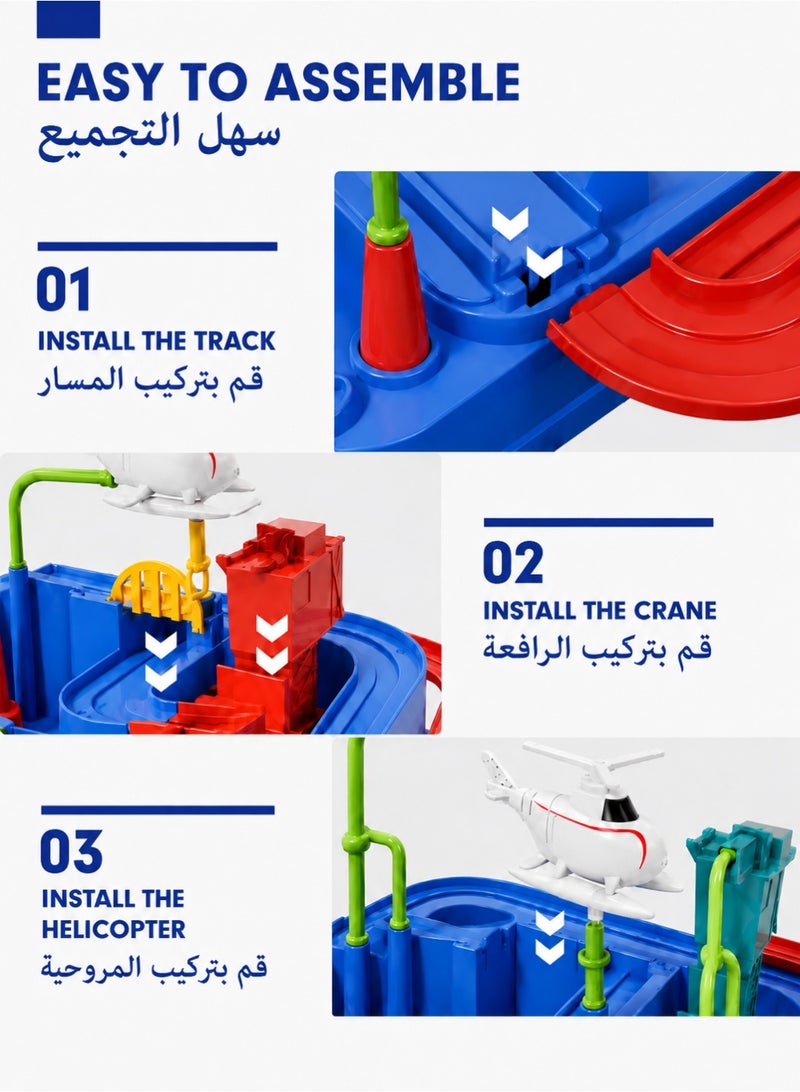 GOOGO Kids Car Adventure Toy, Cars Race Track Toys with 5 Toy Cars, Race Track Vehicle Set, Fun Durable Adventure Vehicles Toy, Preschool Educational Interactive Toy, Easy to Install and Play, No Battery Required, Ideal Gift for Kids Aged 3+ - Image 5