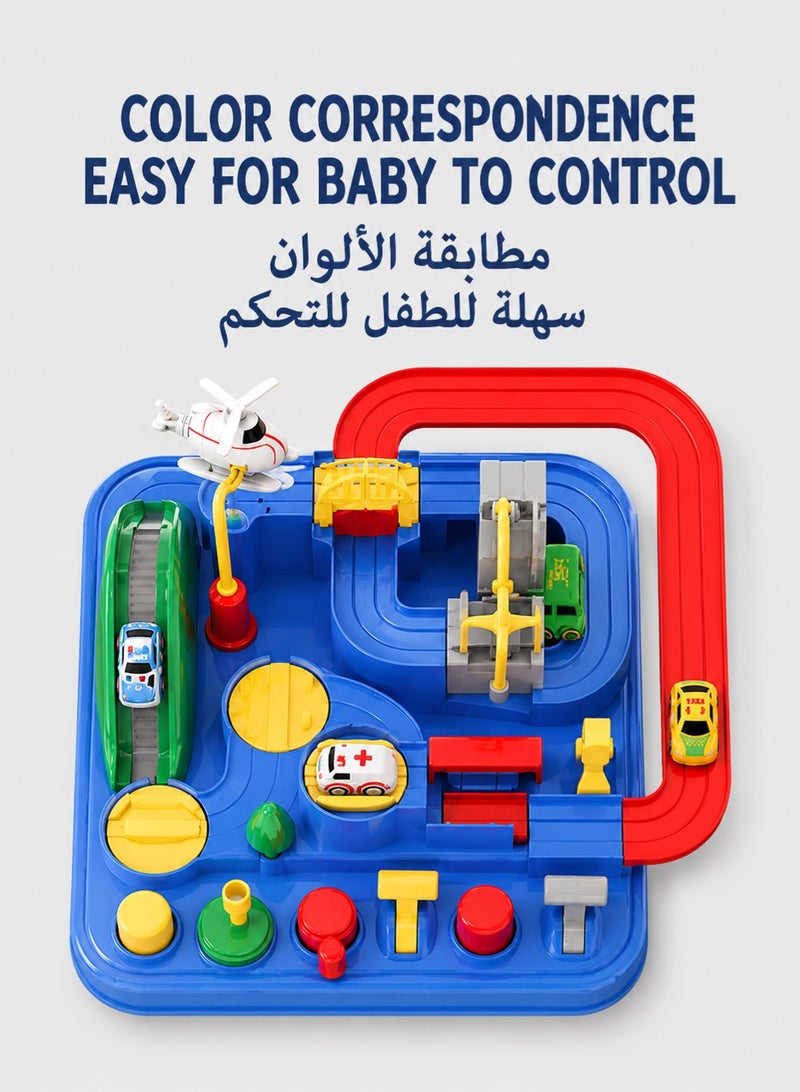 GOOGO Kids Car Adventure Toy, Cars Race Track Toys with 5 Toy Cars, Race Track Vehicle Set, Fun Durable Adventure Vehicles Toy, Preschool Educational Interactive Toy, Easy to Install and Play, No Battery Required, Ideal Gift for Kids Aged 3+ - Image 4