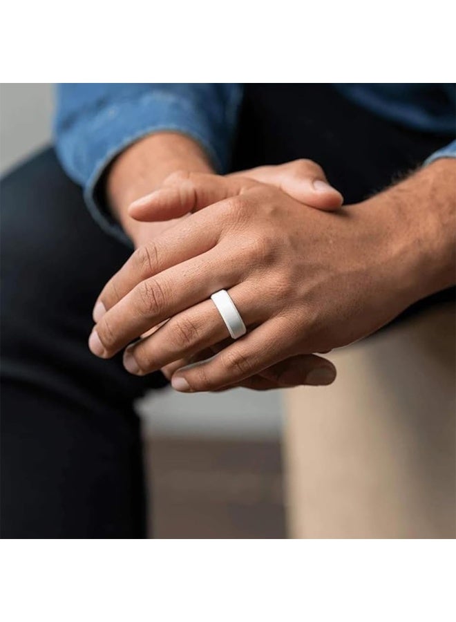 خواتم زفاف من السيليكون للنساء، خواتم خطوبة مطاطية، خواتم زفاف، يمكن ارتداؤها للرياضة أو اللياقة البدنية أو التمارين الرياضية أو الرياضات الخارجية - 7 قطع بعرض 8 مم وسمك 2 مم - Image 5