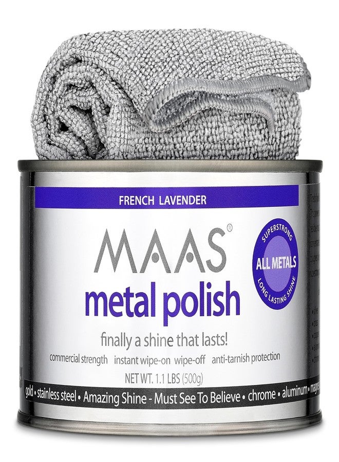 MAAS Metal Polish 1.1lb Can Plus Free Cloth, Universal Metal Cleaner for All Metals, Clean, Polish, and Protect Silver, Brass, Copper and More, Tarnish Remover and Silver Cleaner for Jewelry - Image 1