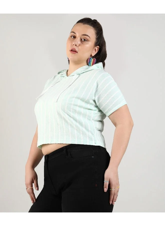 Instafab Plus Women's Mint Green Pinstripe Top