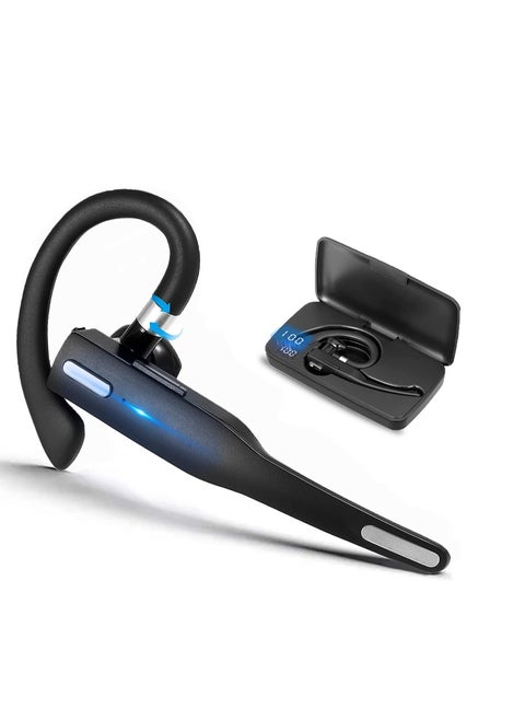 Bluetooth Headset Handsfree Wireless Bluetooth Earpiece for Mobile Phone V5.1 Headset with Microphone Noise Cancelling 10H Talking Time Bluetooth Headphone Earphone Headphones + Charging Case