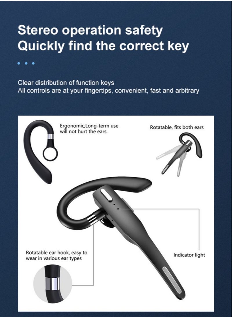 SYOSI - Bluetooth Headset Handsfree Wireless Bluetooth Earpiece for Mobile Phone V5.1 Headset with Microphone Noise Cancelling 10H Talking Time Bluetooth Headphone Earphone Headphones + Charging Case - Image 1