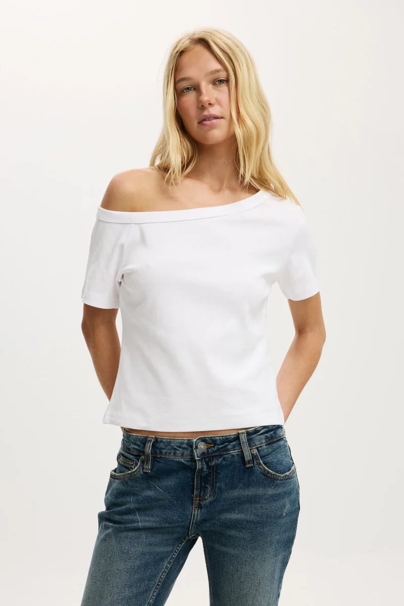 Cotton On Arlie Asymmetric Short Sleeve Top