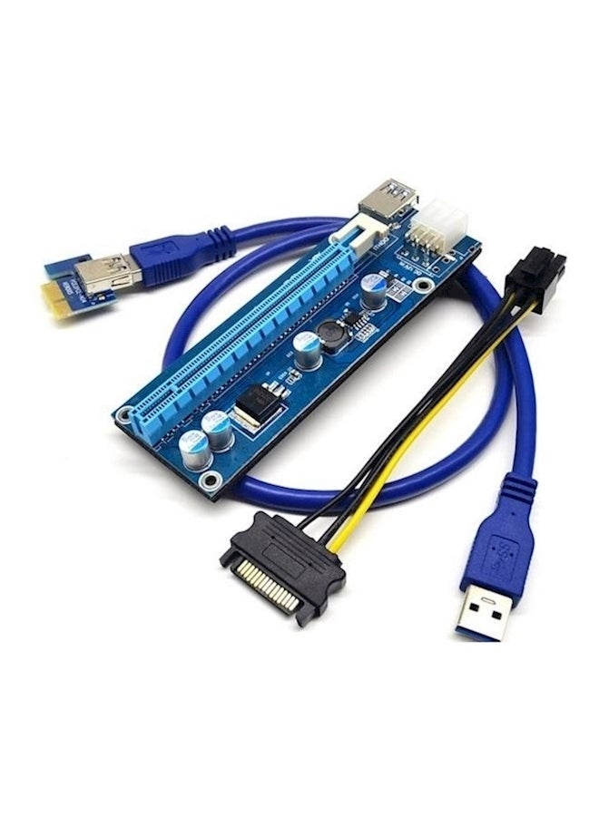 6 Pin USB Riser Pci E X16 Riser Card 1X To 16X Riser Adapter 3.0 Extension Cable Blue