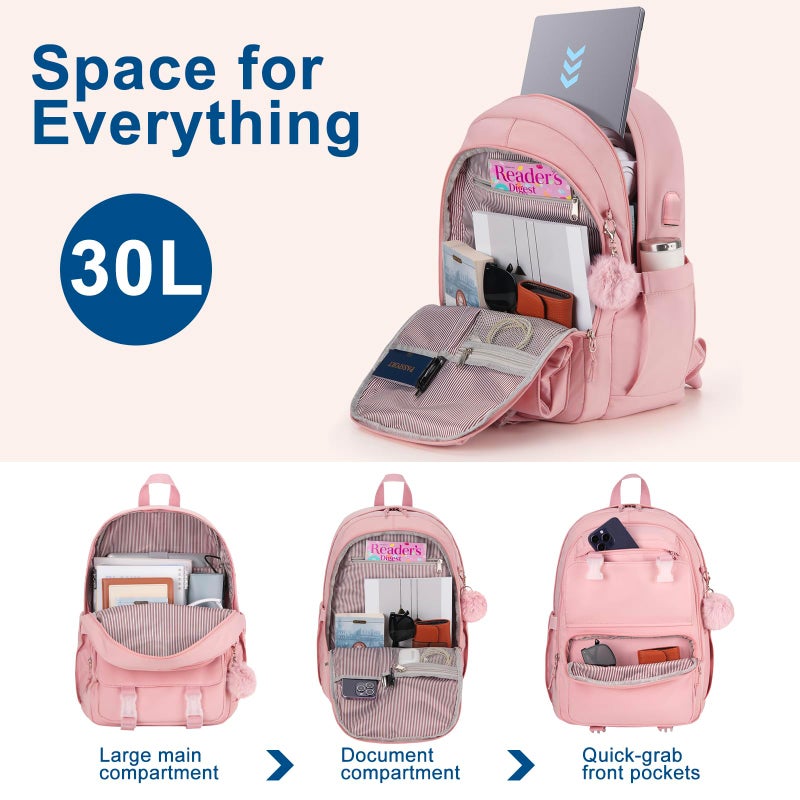 WINDARS Backpacks for Girls, 15.6 Inch School Bag Cute Waterproof Laptop Bookbag Large College Backpack for Teen Women Students Anti Theft Travel Daypack - Image 2