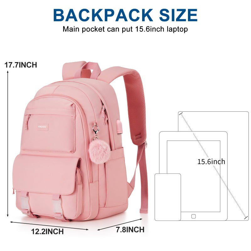 WINDARS Backpacks for Girls, 15.6 Inch School Bag Cute Waterproof Laptop Bookbag Large College Backpack for Teen Women Students Anti Theft Travel Daypack - Image 3