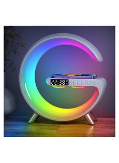 G Shape Wireless Charger Atmosphere Lamp, 2023 New Intelligent LED Table G Shape Lamp, Bluetooth Speaker, Dimmable Night Light Touch Lamp Alarm Clock with Music Sync, App Control for Bedroom Home Deco