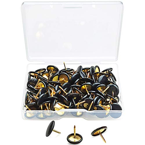 TTSAM 100 PCS Push Pins,Thumb Tacks, Board Pins for Cork Board, Push Pins for School, Office, Map, Photo Wall, Cork Board Bulletin Board(Black) - Image 1
