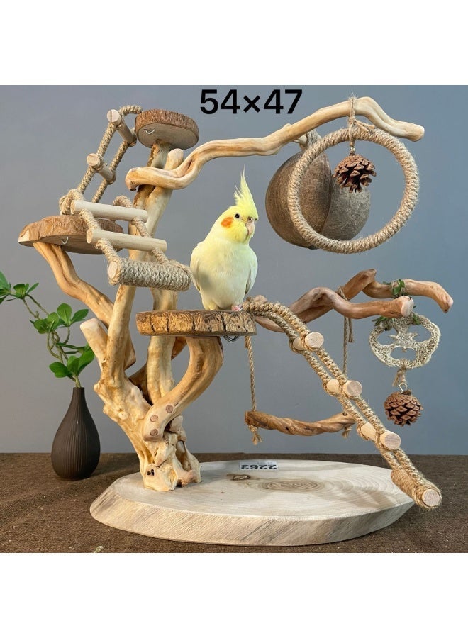 HUANXIN HOME Handmade bird ladder, wooden play staircase for pets, wooden rope ladder, hamster bridge suitable for various small pets such as hamsters, mice, gerbils, parrots and chinchillas, 3 steps, 24*8cm - Image 3