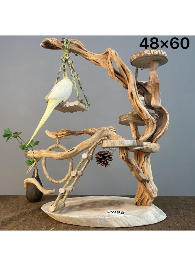 HUANXIN HOME Handmade bird ladder, wooden play staircase for pets, wooden rope ladder, hamster bridge suitable for various small pets such as hamsters, mice, gerbils, parrots and chinchillas, 3 steps, 24*8cm - Image 4