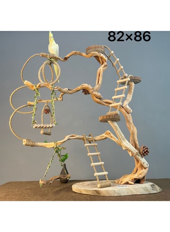 HUANXIN HOME Handmade bird ladder, wooden play staircase for pets, wooden rope ladder, hamster bridge suitable for various small pets such as hamsters, mice, gerbils, parrots and chinchillas, 3 steps, 24*8cm - Image 5