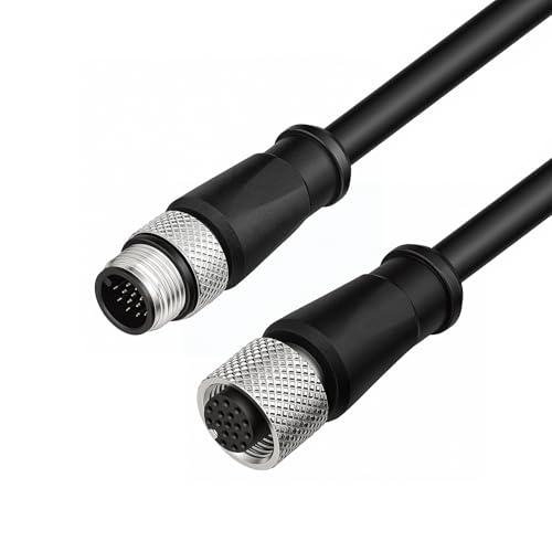 ZBLZGP M12 Aviation A-Coded 17 Pin Sensor Shielded Signal Cable IO Trigger Power for Datalogic Deloitte Sick YF2ASD (Male to Female, 17 Pin A-Coding, 2M) - Image 1