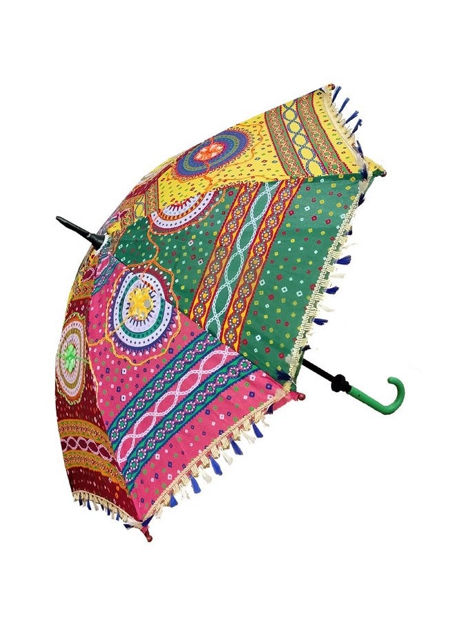 ea ekam art Sun Protection Rajasthani Umbrella Handicraft Walking Stick Decorative Umbrella For Wedding (10) - Image 3