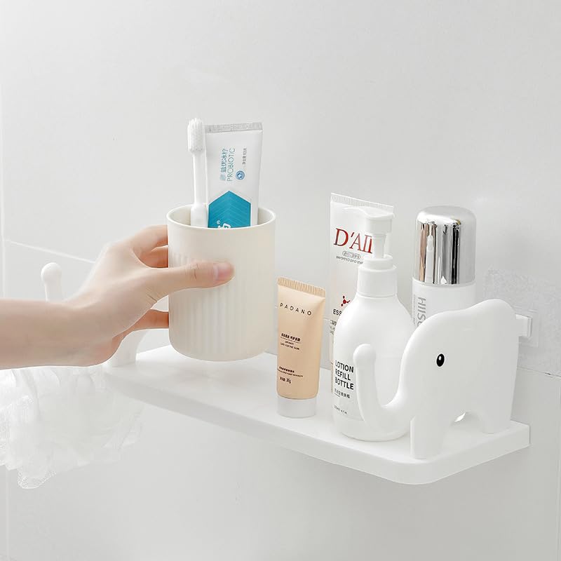 TASMAX Elephant self Adhesive Bathroom Shelf Organizer Pack of 1 Shower Shelves for Bathroom Accessories Holder Bathroom Rack Without Drilling Bathroom Organiser washroom Shelf Adhesive Wall Shelf - Image 1