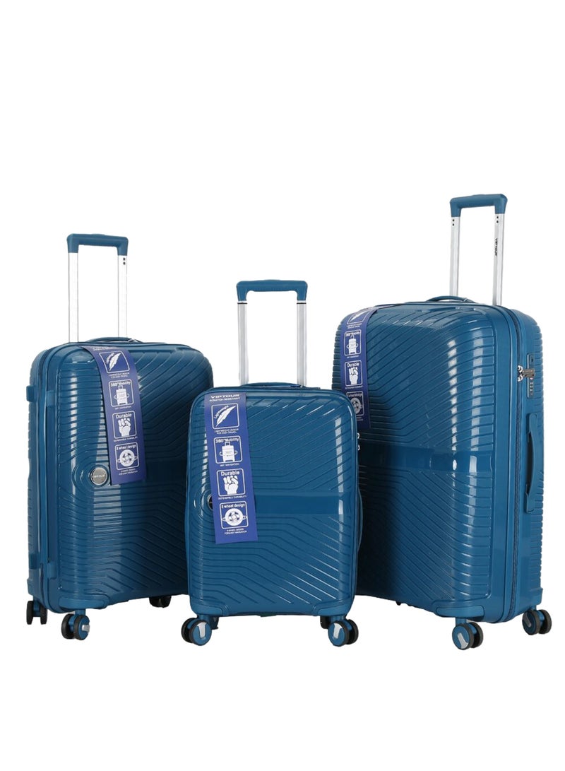 فيبتور طقم حقائب سفر بعجلات 3 قطع PP حقيبة جانبية صلبة بعجلات دوارة 360 درجة مع قفل TSA - Image 1