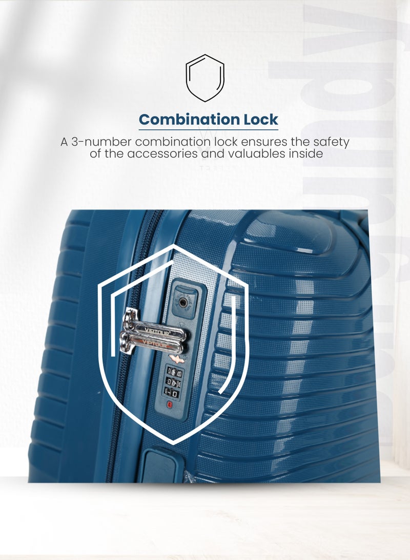 فيبتور طقم حقائب سفر بعجلات 3 قطع PP حقيبة جانبية صلبة بعجلات دوارة 360 درجة مع قفل TSA - Image 4